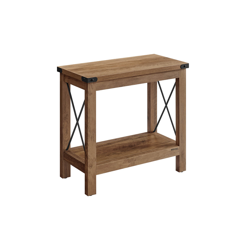 2 Tier Side Table for Small Spaces with Storage Shelf in Honey Brown by Vasagle
