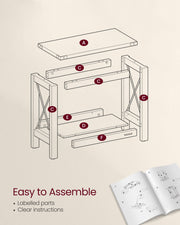 2 Tier Side Table for Small Spaces with Storage Shelf in Honey Brown by Vasagle