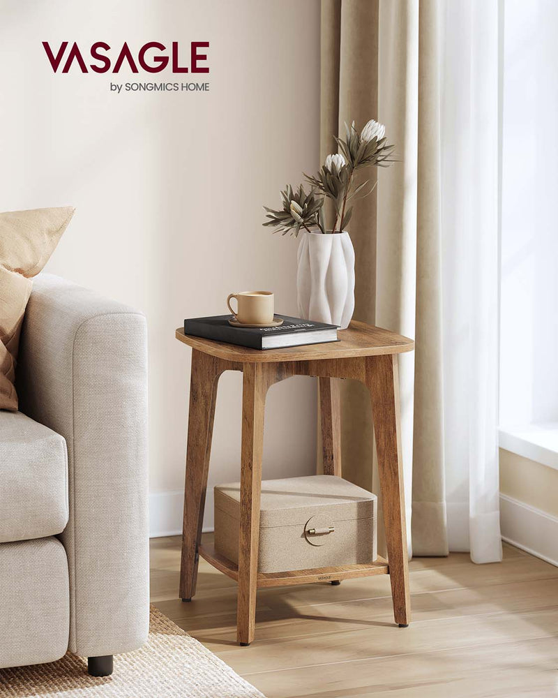 Wooden Side Table with Storage Shelf for Living Room or Bedroom by Vasagle
