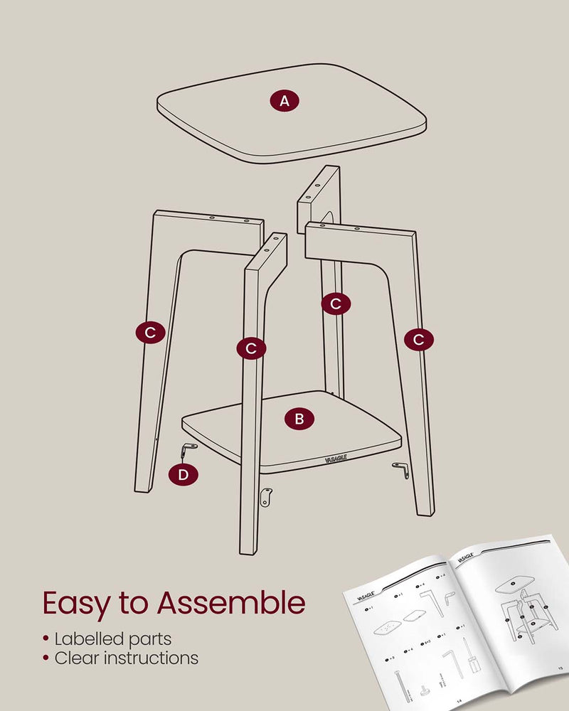 Wooden Side Table with Storage Shelf for Living Room or Bedroom by Vasagle