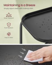 2 Tier Black Metal Side Table with Removable Tray Surface for Living Room by Vasagle