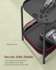 2 Tier Black Metal Side Table with Removable Tray Surface for Living Room by Vasagle