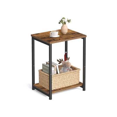 Rustic Brown Industrial Side Table with Steel Frame for Living Room or Bedroom by Vasagle