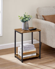 Rustic Brown Industrial Side Table with Steel Frame for Living Room or Bedroom by Vasagle