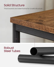 Rustic Brown Industrial Side Table with Steel Frame for Living Room or Bedroom by Vasagle