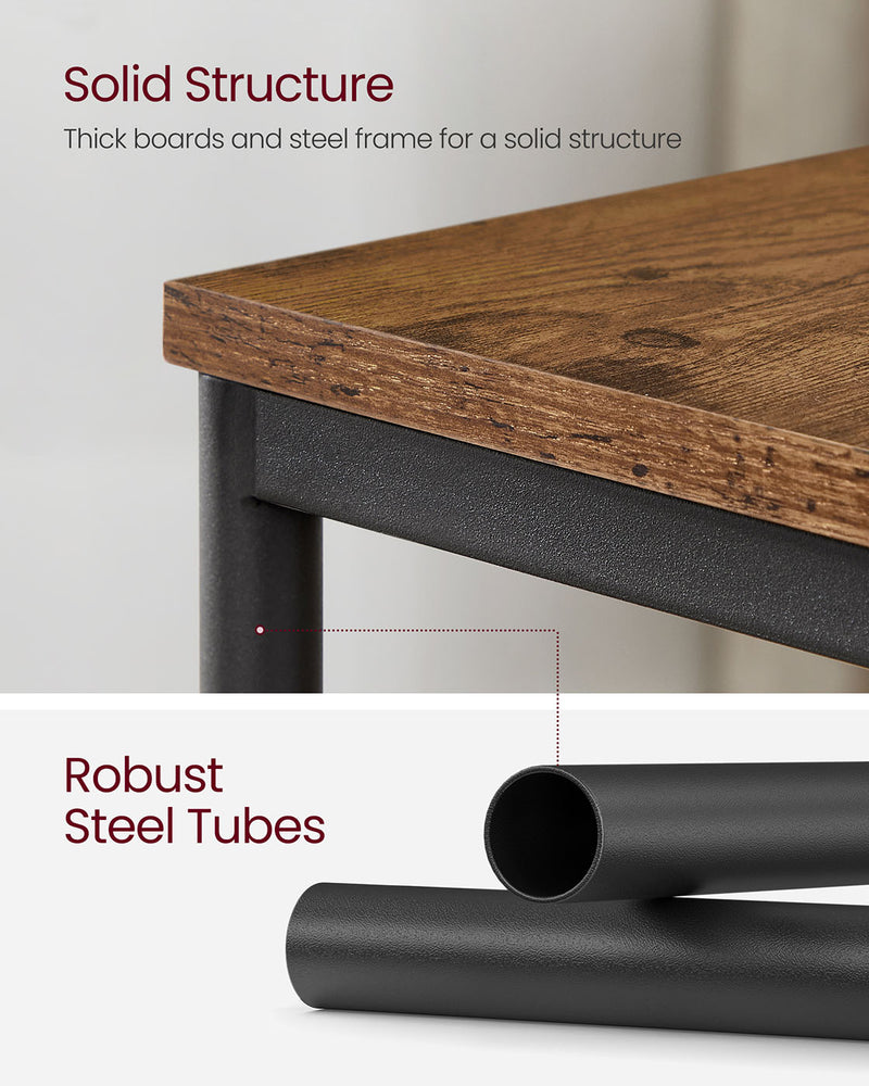 Rustic Brown Industrial Side Table with Steel Frame for Living Room or Bedroom by Vasagle
