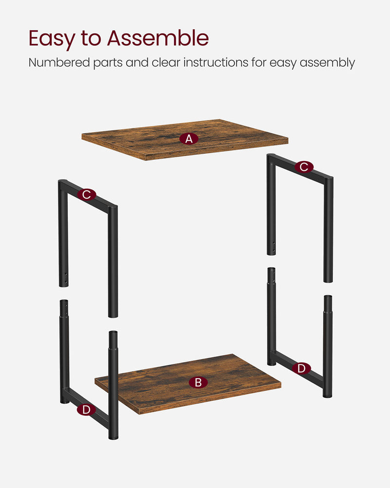 Rustic Brown Industrial Side Table with Steel Frame for Living Room or Bedroom by Vasagle
