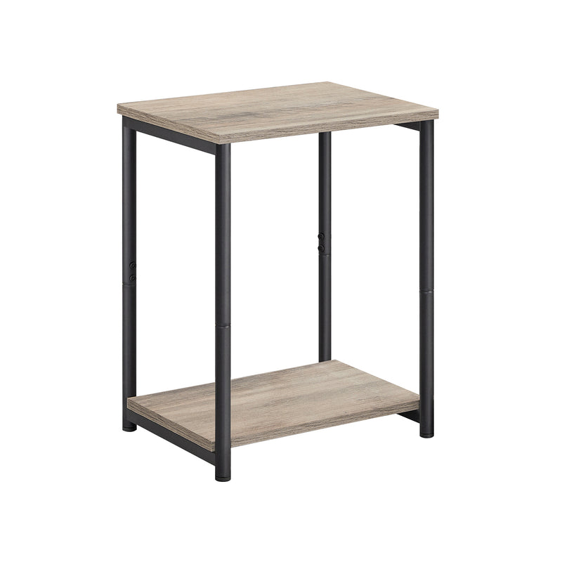 2 Tier Industrial End Table with Storage Shelf and Metal Frame for Living Room by Vasagle