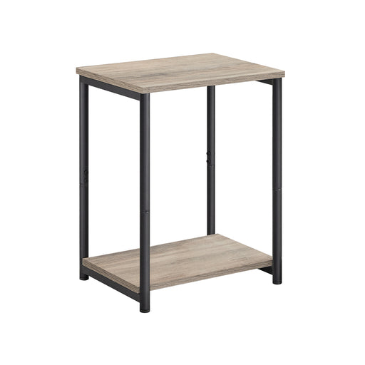 2 Tier Industrial End Table with Storage Shelf and Metal Frame for Living Room by Vasagle