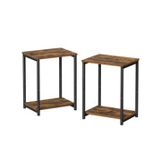 Set of 2 Two Tier End Tables with Steel Frame and Storage Shelf for Living Room by Vasagle