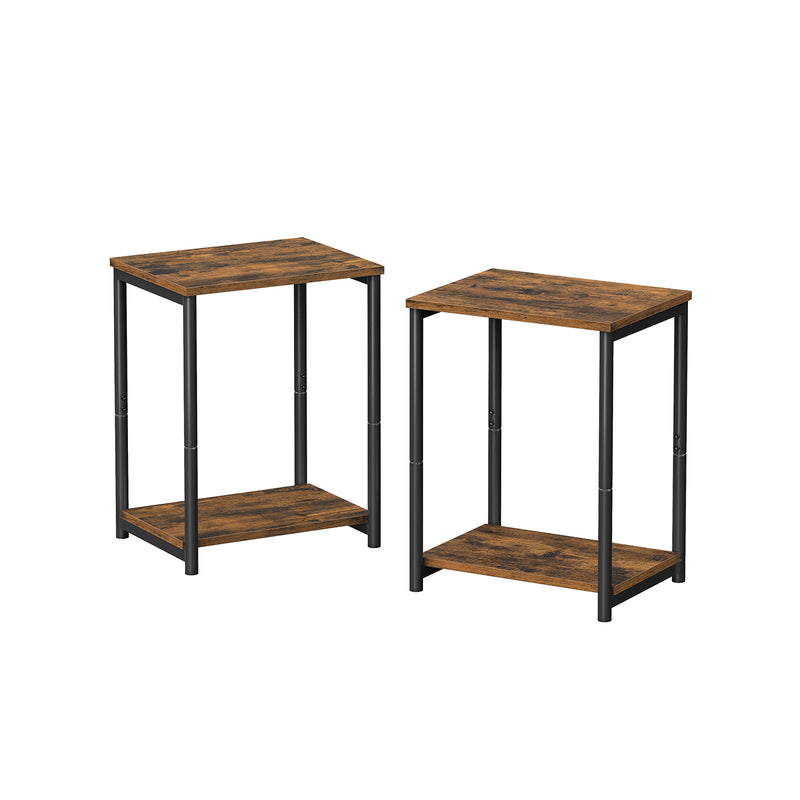 Set of 2 Two Tier End Tables with Steel Frame and Storage Shelf for Living Room by Vasagle