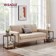Set of 2 Two Tier End Tables with Steel Frame and Storage Shelf for Living Room by Vasagle