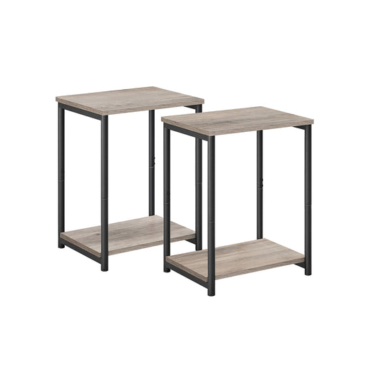 Set of 2 Two Tier End Tables with Steel Frame and Storage Shelves by Vasagle