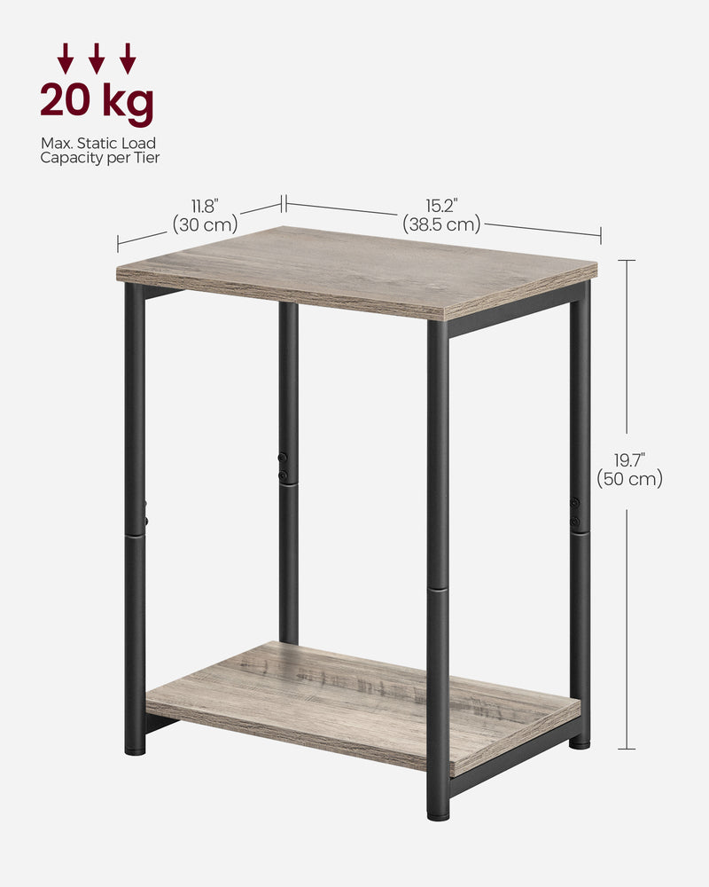 Set of 2 Two Tier End Tables with Steel Frame and Storage Shelves by Vasagle