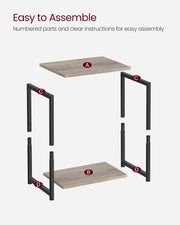 Set of 2 Two Tier End Tables with Steel Frame and Storage Shelves by Vasagle