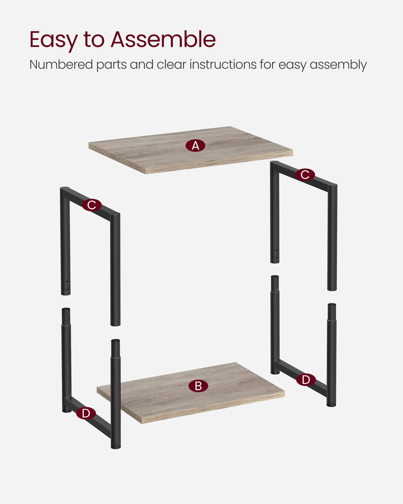 Set of 2 Two Tier End Tables with Steel Frame and Storage Shelves by Vasagle