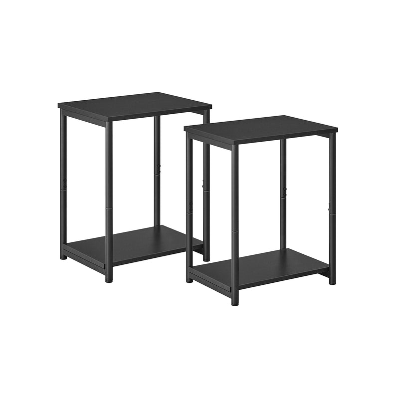 Set of 2 Two Tier Side Tables with Steel Frame for Living Room or Bedroom by Vasagle