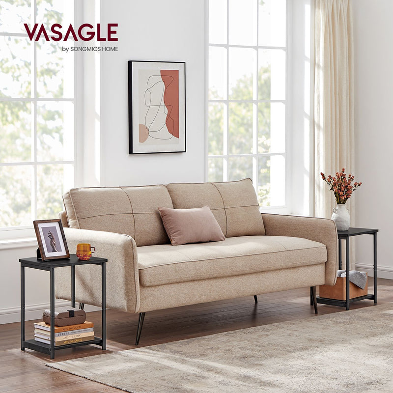 Set of 2 Two Tier Side Tables with Steel Frame for Living Room or Bedroom by Vasagle