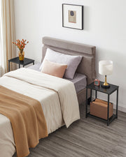 Set of 2 Two Tier Side Tables with Steel Frame for Living Room or Bedroom by Vasagle