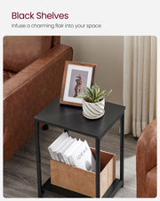 Set of 2 Two Tier Side Tables with Steel Frame for Living Room or Bedroom by Vasagle