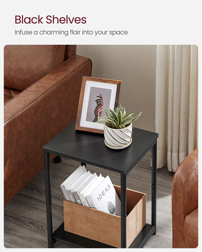 Set of 2 Two Tier Side Tables with Steel Frame for Living Room or Bedroom by Vasagle