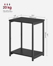 Set of 2 Two Tier Side Tables with Steel Frame for Living Room or Bedroom by Vasagle