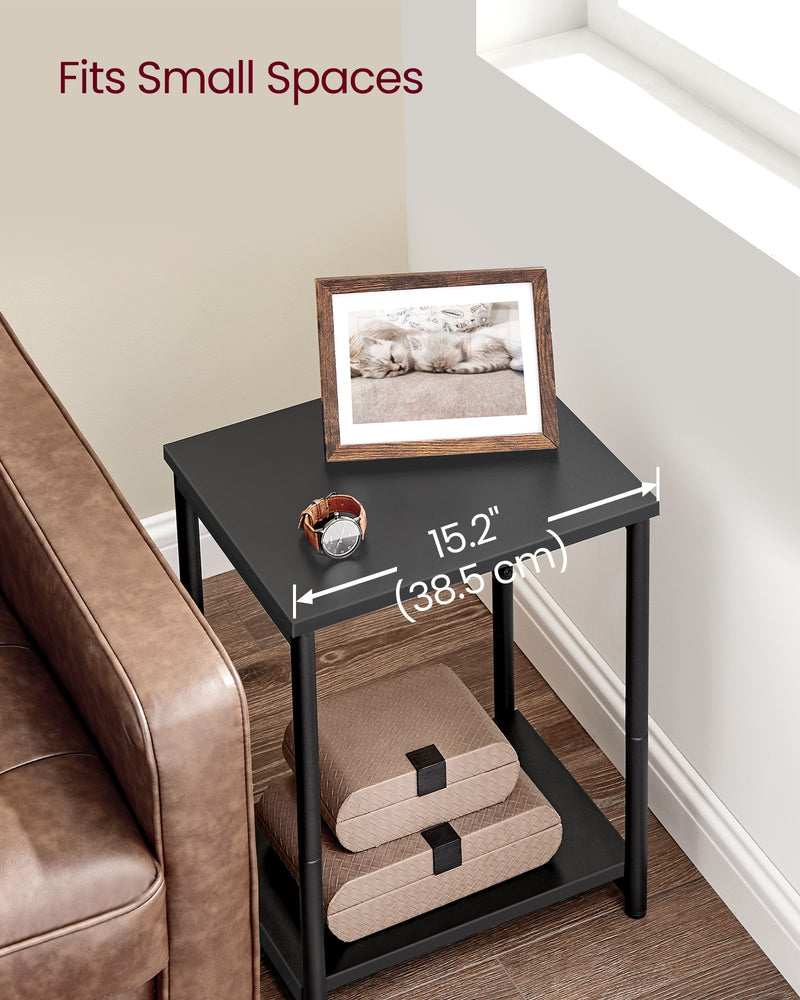 Set of 2 Two Tier Side Tables with Steel Frame for Living Room or Bedroom by Vasagle