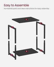 Set of 2 Two Tier Side Tables with Steel Frame for Living Room or Bedroom by Vasagle