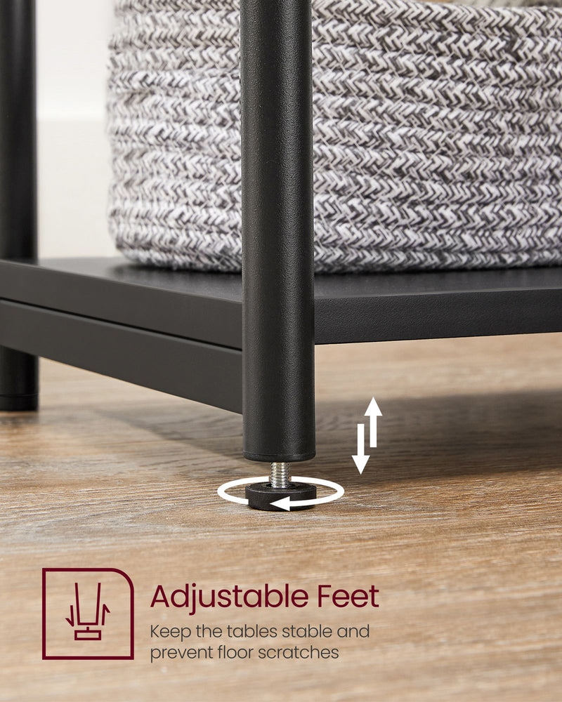 Set of 2 Two Tier Side Tables with Steel Frame for Living Room or Bedroom by Vasagle