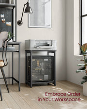 Set of 2 Two Tier Side Tables in Misty Grey and Black for Living Room Storage by Vasagle