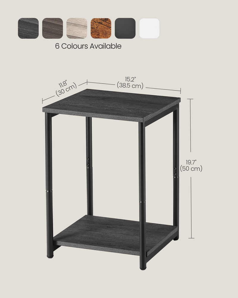 Set of 2 Two Tier Side Tables in Misty Grey and Black for Living Room Storage by Vasagle