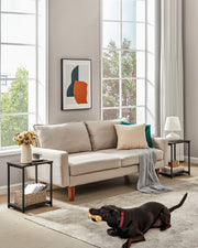 Set of 2 Two Tier Side Tables in Chestnut Brown and Black for Living Room by Vasagle