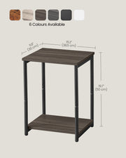 Set of 2 Two Tier Side Tables in Chestnut Brown and Black for Living Room by Vasagle