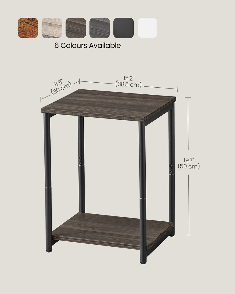 Set of 2 Two Tier Side Tables in Chestnut Brown and Black for Living Room by Vasagle