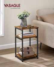 3 Tier Side Table with Storage Shelves and Sturdy Steel Frame for Living Room by Vasagle