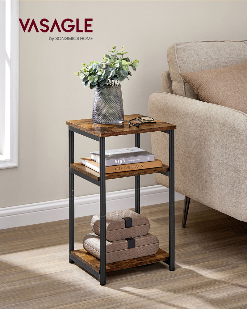 3 Tier Side Table with Storage Shelves and Sturdy Steel Frame for Living Room by Vasagle