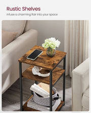 3 Tier Side Table with Storage Shelves and Sturdy Steel Frame for Living Room by Vasagle