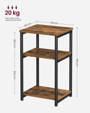 3 Tier Side Table with Storage Shelves and Sturdy Steel Frame for Living Room by Vasagle