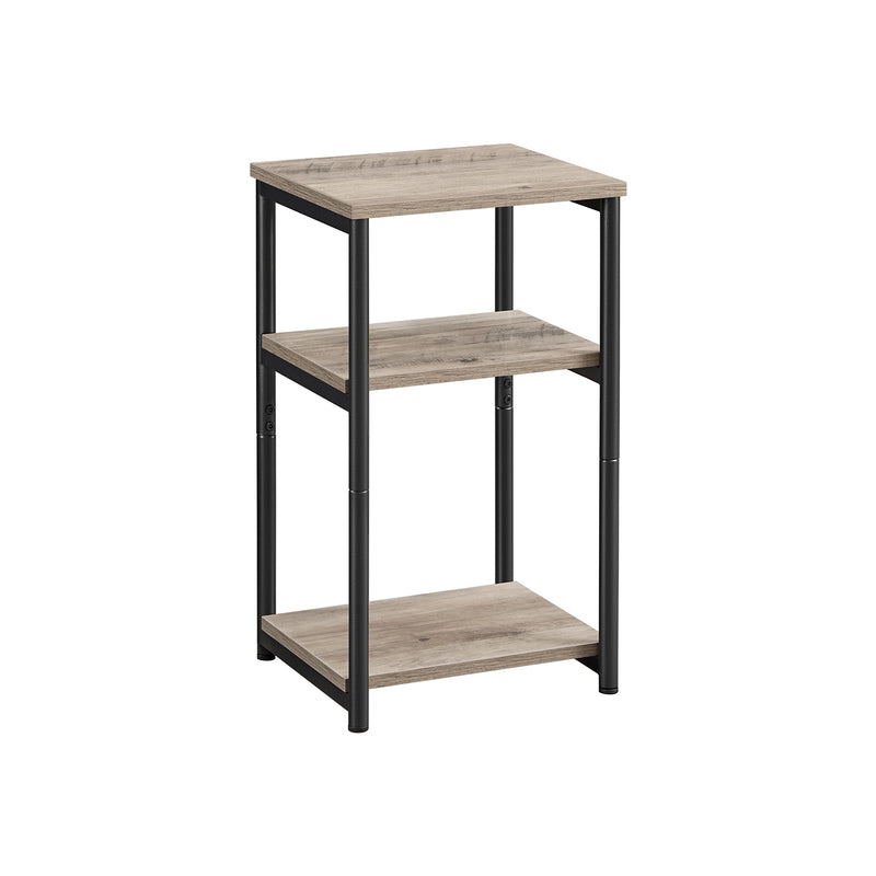 3 Tier End Table with Storage Shelf in Heather Greige and Black for Living Room by Vasagle