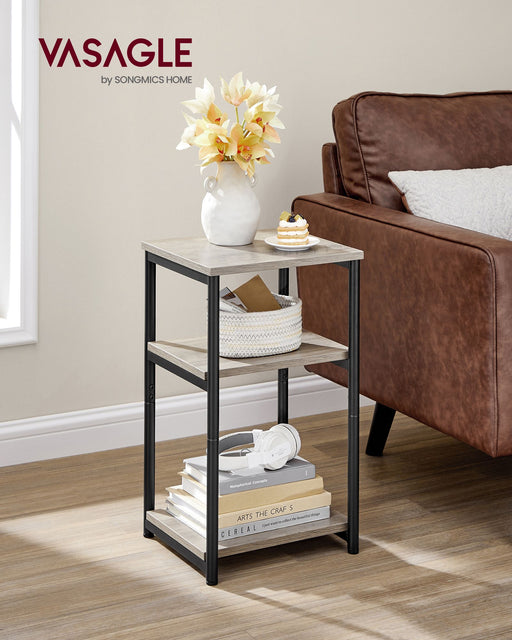 3 Tier End Table with Storage Shelf in Heather Greige and Black for Living Room by Vasagle
