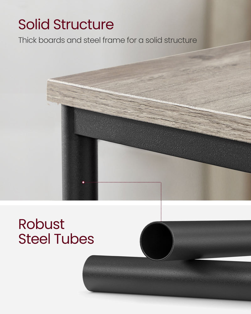 3 Tier End Table with Storage Shelf in Heather Greige and Black for Living Room by Vasagle