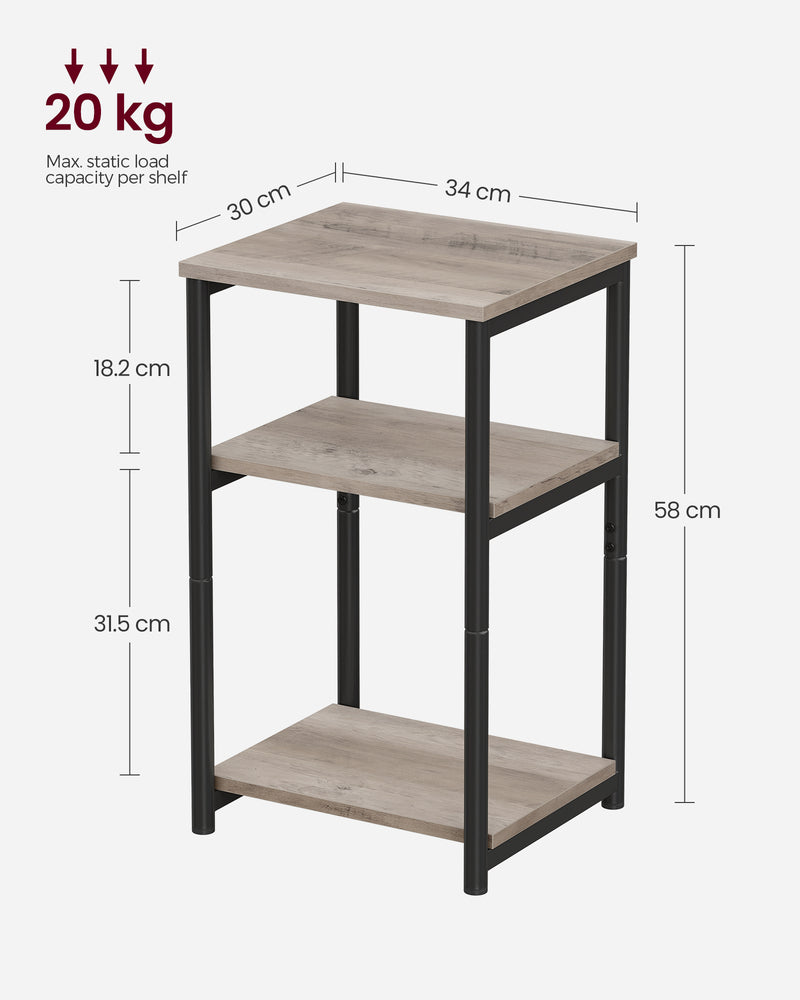 3 Tier End Table with Storage Shelf in Heather Greige and Black for Living Room by Vasagle