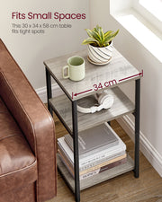 3 Tier End Table with Storage Shelf in Heather Greige and Black for Living Room by Vasagle