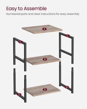3 Tier End Table with Storage Shelf in Heather Greige and Black for Living Room by Vasagle