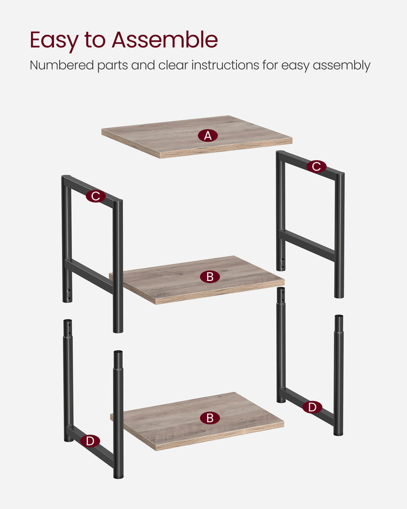3 Tier End Table with Storage Shelf in Heather Greige and Black for Living Room by Vasagle