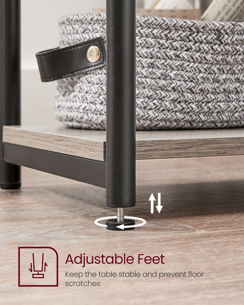 3 Tier End Table with Storage Shelf in Heather Greige and Black for Living Room by Vasagle