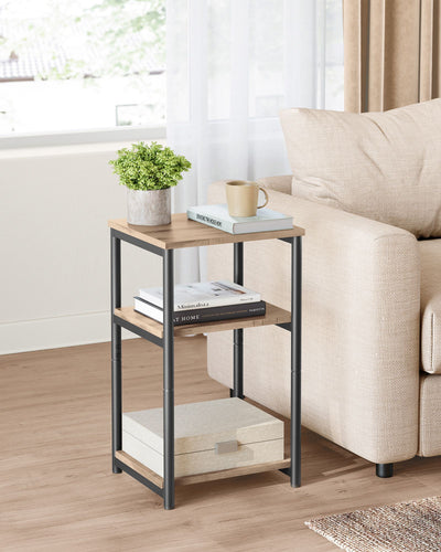 Camel Brown Sofa Side Table with Sturdy Steel Frame for Living Room or Bedroom by Vasagle
