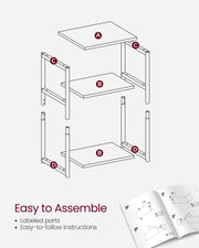 Camel Brown Sofa Side Table with Sturdy Steel Frame for Living Room or Bedroom by Vasagle