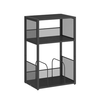 3 Tier Record Player Stand with Storage Shelf in Ebony Black for Vinyl Lovers by Vasagle