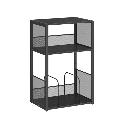 3 Tier Record Player Stand with Storage Shelf in Ebony Black for Vinyl Lovers by Vasagle